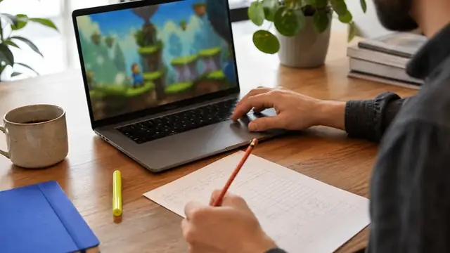 Game reviewer testing a browser game and completing a scorecard